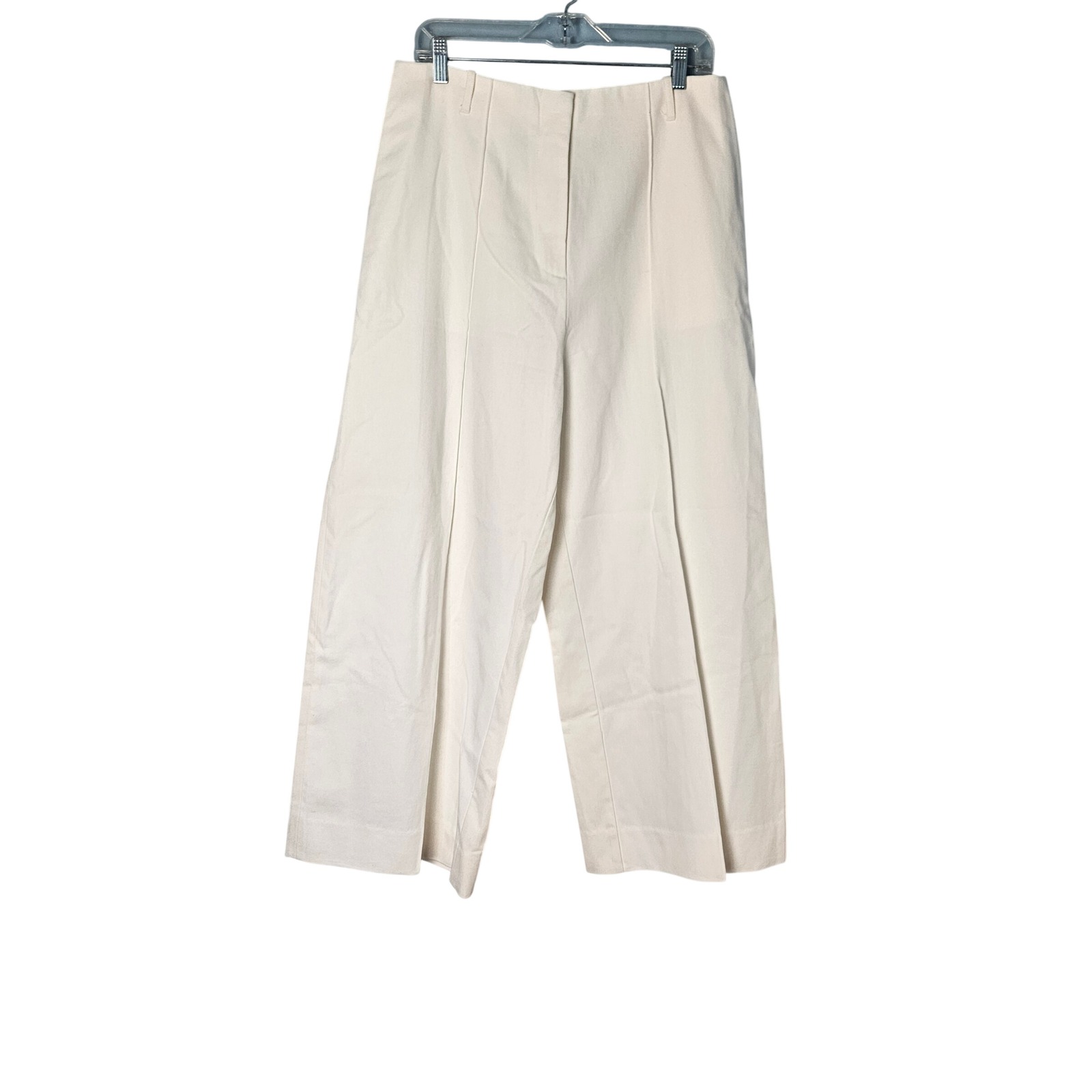 Zara Off White Wide Leg High Rise Pleated Jeans Womens Size 32